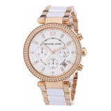 Reloj Michael Kors   Mk5774 Color De La Correa Rosa Y Blanco Color Del Bisel Rosa Color Del Fondo Blanco