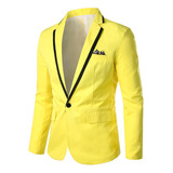 Blazer Liso, De Manga Larga Y Elegante Para Hombre Para