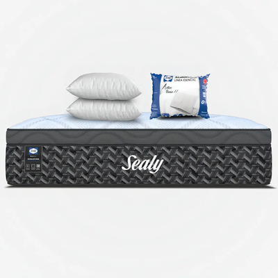 Colchón Sealy Matrimonial Cranstone Cushion Foam Posturetech Con Soporte Lumbar + 2 Almohadas Sealy Active Std | Meses sin interés