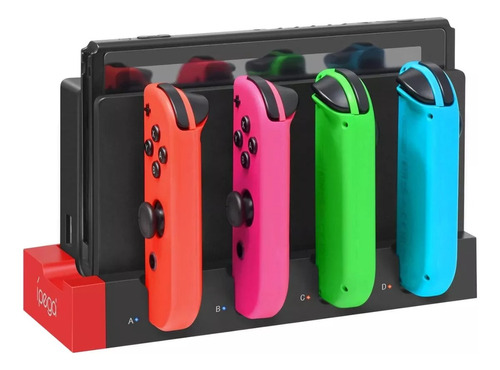 Base Dock Carregador Para 4 Joycon Nintendo Switch E Oled