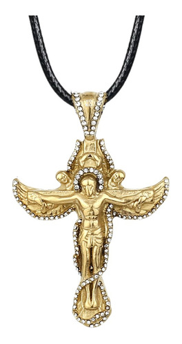 Collar Dije Cruz Hombre Amuleto Colgante Crucifijo Cristo