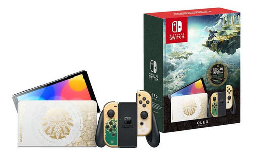 Nintendo Switch Oled 64gb The Legend Of Zelda: Tears Of The Kingdom Edition Cor  Verde E Dourado E Preto