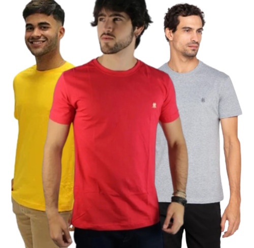 Kit 3 Camisetas Masculinas Básicas Polo Wear Cores Sortidas