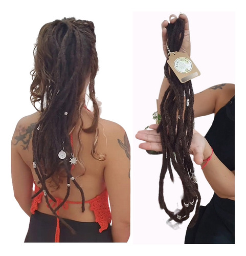 Set 5 Extensiones De Rastas Dreadlock 120cm Castaño Chocolat