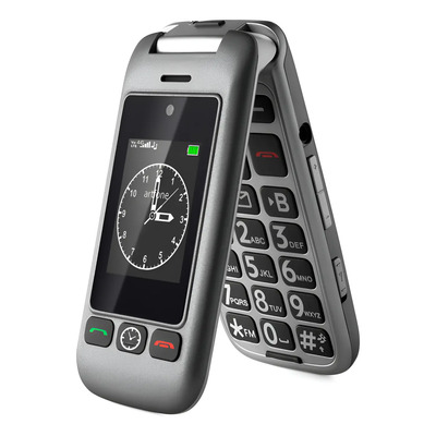 Teléfono Para Ancianos Flip 4g De Doble Pantalla, Teclado Grande, Volumen Alto, Sos, Cámara, Gris | Meses sin interés