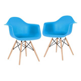 2 Cadeiras Charles Eames Daw  Com Braços  Cores Estrutura Da Cadeira Azul-céu