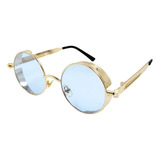 Gafas De Sol Casual Steampunk Redondas Filtro Uv400 Celeste