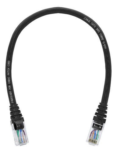 Kit 20un Cabo De Rede Cat6 Patch Cord 100% Cobre Preto 25cm