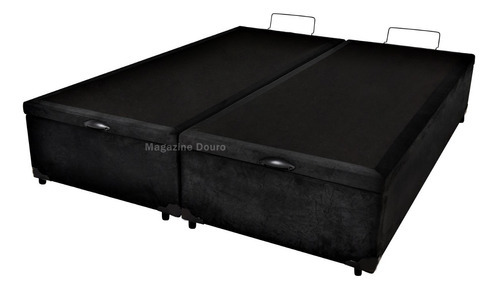 Cama Box Baú Queen + Colchão Castor Premium Tecnopedic 158 Cor Suede Preto