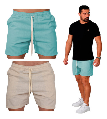 Kit 2 Shorts Mauricinho Jr Linho Premium Bermuda Verão Praia