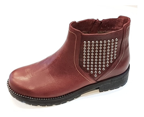 Bota De Cuero Bordo Con Tachas Laterales Gravagna Art2548