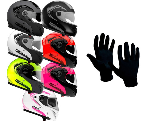 Casco Hawk Rs5 Vector Rebatible + Guantes Primera Piel Sti