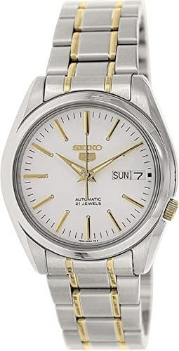 Reloj Seiko 5 Automático Snkl47k Combinado Hombre Liniers Color De La Malla Plateado Y Dorado Color Del Bisel Plateado Color Del Fondo Blanco