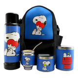 Set Matero, Equipo Para Mate, Eco Cuero- Snoopy Azul