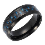 Anillo Argolla Fibra Carbon Negro Acero Inoxidable Hombre