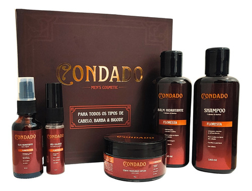 Kit Barba 5 Itens Amadeirado Cabelo Bigode Floresta Condado