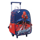 Mochila Con Carrito 12 Spidearman Wabro 38201 Color Rojo Diseño De La Tela Liso