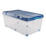 Caja Organizadora 100 Litros Con Ruedas Color Agua Rollbox 100 Litros