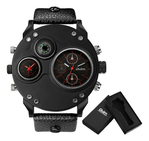 Reloj De Cuarzo Deportivo Oulm Compass Two Time Zone