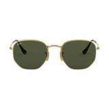 Óculos De Sol Ray-ban Hexagonal Flat Lenses Metal Dourado Rb