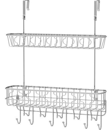 Organizador De Puerta Con Estante Y Gancho, Cromado