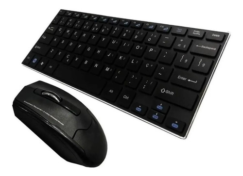 Kit Teclado Slim E Mouse S/ Fio 2.4g Ultra Fino Pc Notebook