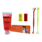 Escova Gel Dental Dedeira Kit Higienico Cão Gato Nospet 60g