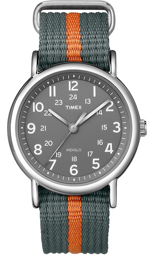 Reloj Timex Weekender Slip-thru - En Gris Y Naranja