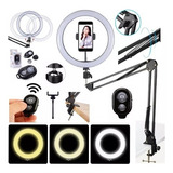 Suporte De Ring Light Para Gravar Podcasts Prende Mesa