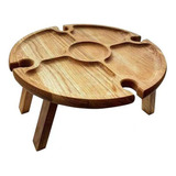 Mesa De Picnic Plegable De Madera Estante De Vino Portátil C