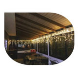  Cascata 400 Leds 127v Luz Fixa Branco Quente / Amarela Natal Decoração Festa 10m Com Plugue De Emenda