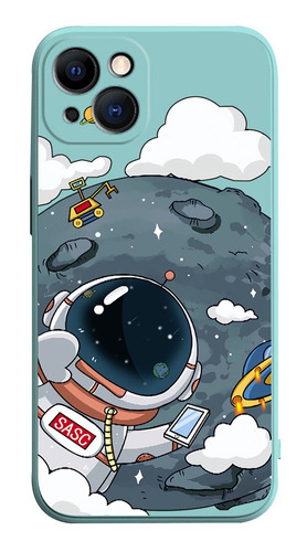 Funda De Astronauta De Luna Verde Para iPhone 14 13 12 11
