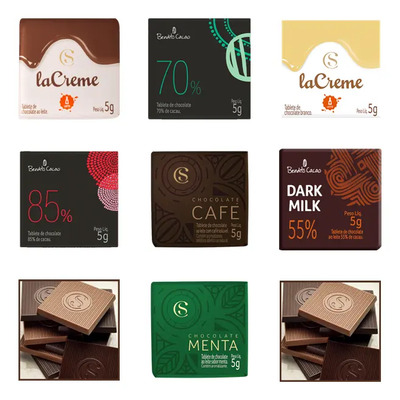 Kit Com 50 Tabletes Chocolate 5g Cada Cacau Show Sabores À Conforme Sobremesa Cacau Show chocolate cacau show com sortidos caixa 5 g 250 u pacote x 50 | Frete grátis