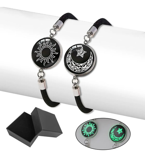 2pc Pulseras Para Parejas De Sol Y Luna Brilla Oscuridad | MercadoLibre