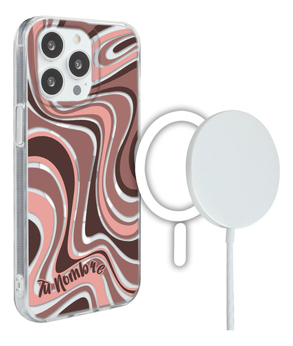 Funda Para iPhone Magsafe Tu Nombre Para Mujer Curvas Beige