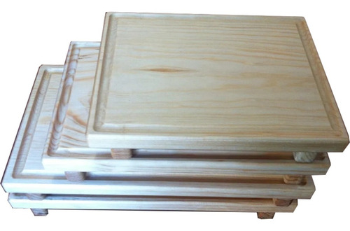 Plato Tabla Madera Picar Asado Carnes 24x35cm Jgo 10 Pzas