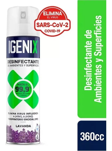 Desinfectante En Aerosol Igenix Lavanda 360cc 