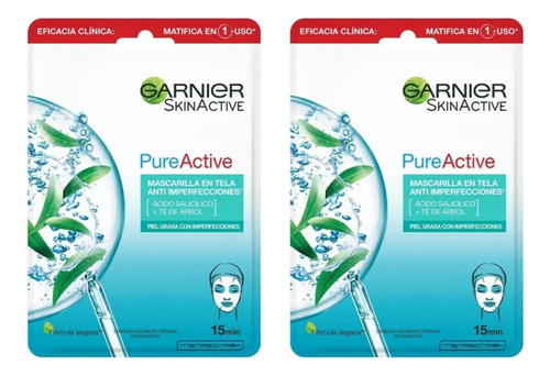 2 Garnier Pure Active Mascarrila Facial Anti Imperfecciones