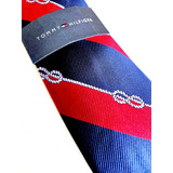 Corbata Tommy Hilfiger Seda Hombre Elegante Rayas Azul Rojas