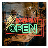 Letrero Led Neon Open Abierto Restaurant Ancho90cm Luminoso