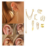 7 Clips D Oreja Aretes Trepadore Aretes Largos No Percing