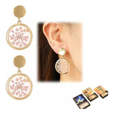 Aretes Joyería Colgante Cristal Natural Oro 18k Largos Mujer