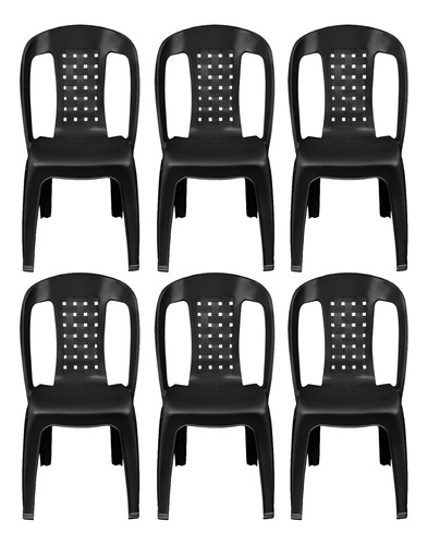 Kit 6 Cadeiras Plástica Super Resistente Igrejas Lanchonetes