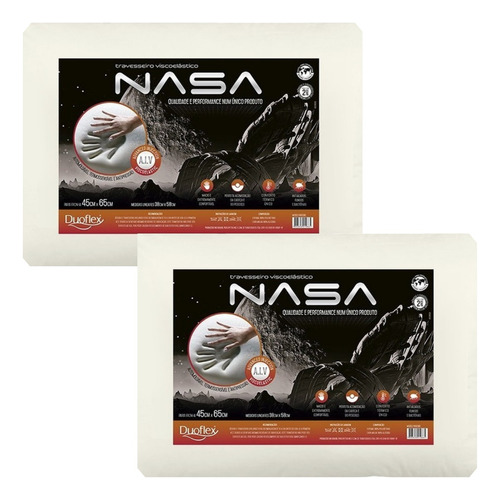 Kit Com 2 Travesseiro Nasa-x 10cm Viscoelástico | Duoflex