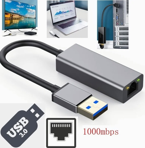 Adapter Usb 3 To Rj45 Lan Gigabit Ethernet 10/100/1000 Mbps