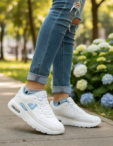Apoort Tenis Deportivo Para Mujer Blanco Azul, Cod. 120638-e | Envío gratis
