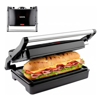 Parrilla Sandwichera Electrica Panini Antiadherente Acero Inoxidable Color Negro Signa | Meses sin interés