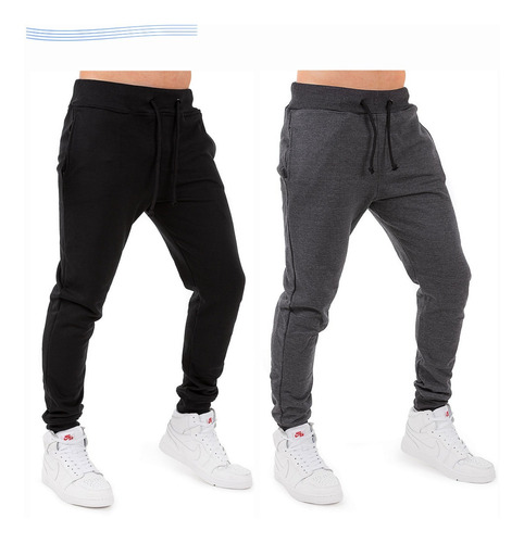  Kit 2 Calça Moletom Jogger Masculino Swag Slim Aprovada Top