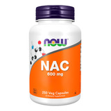 Nac N-acetilcisteína 600mg 250 Vcaps Now Foods Sabor Without Flavor