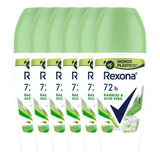 Kit 6 Desodorante Roll-on  Rexona Feminino Bamboo 50ml